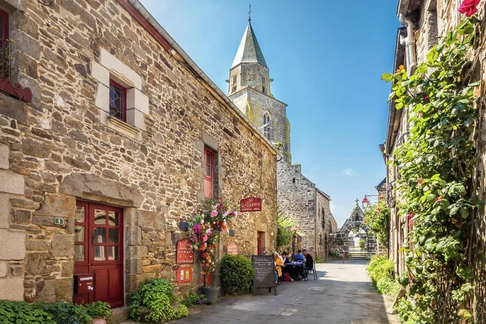 Framed Print : Alley and church in the village of Saint-Suliac, Ille-et-Vilaine, Brittany, France Framed Print : Alley and church in the village of Saint-Suliac, Ille-et-Vilaine, Brittany, France