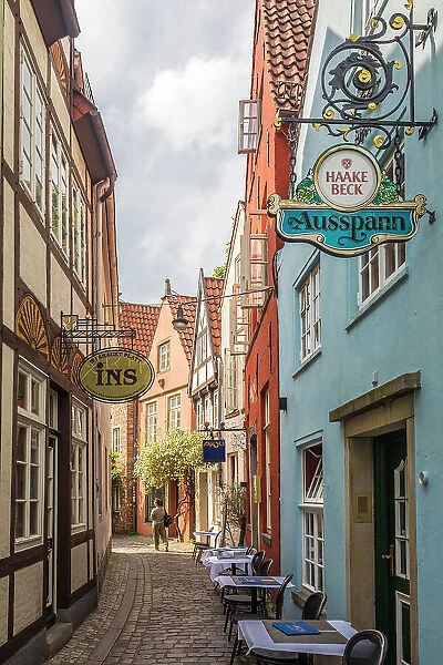 Alley in the historic Schnoor district, Bremen, Germany
