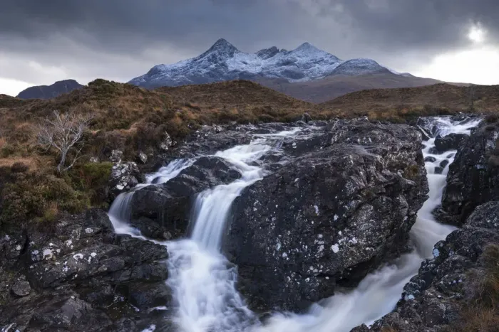 Framed Print : Allt Dearg Mor River and Sgurr nan Gillean mountain, Glen Sligachan, Isle of Skye