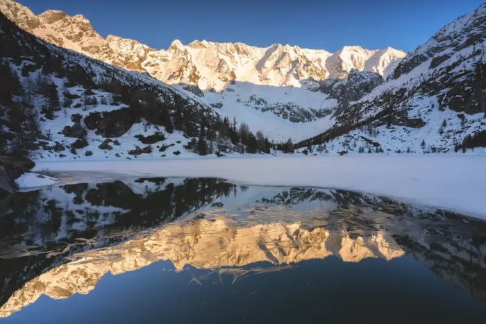 Framed Print : Alpine lakes at thaw in winter season, Brescia province in Lombardy district, Italy Framed Print : Alpine lakes at thaw in winter season, Brescia province in Lombardy district, Italy