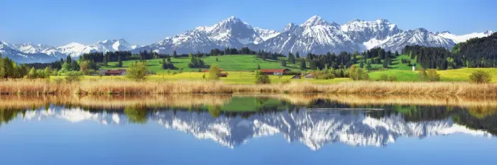 Framed Print : Alpine upland in Allgaeu - Germany, Bavaria, Swabia, Forggensee, Rosshaupten
