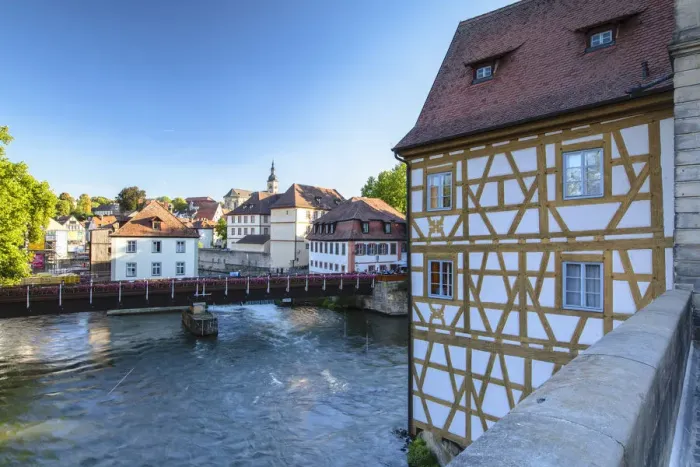 Framed Print : Altes Rathaus (Old Town Hall) and River Regnitz, Bamberg (UNESCO World Heritage Site)