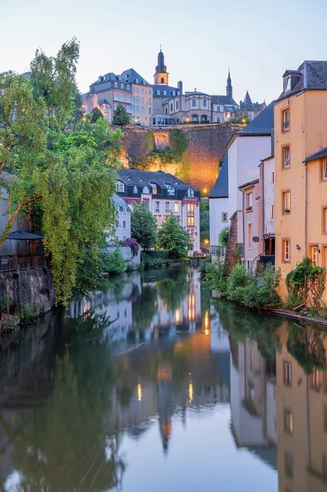 Framed Print : Alzette with Grund at dusk, Luxembourg Framed Print : Alzette with Grund at dusk, Luxembourg