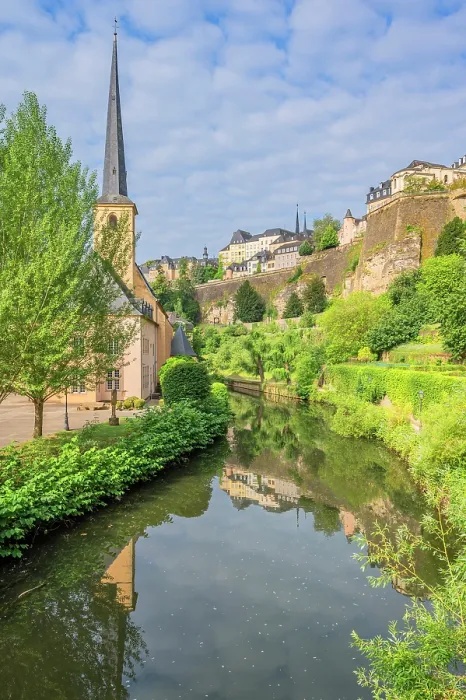Framed Print : Alzette valley with Bock Kasematten and Neumunster abbey, Luxembourg