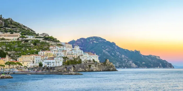 Framed Print : Amalfi, Amalfi coast, Salerno, Campania, Italy. View of Amalfi and coastline at dusk Framed Print : Amalfi, Amalfi coast, Salerno, Campania, Italy. View of Amalfi and coastline at dusk