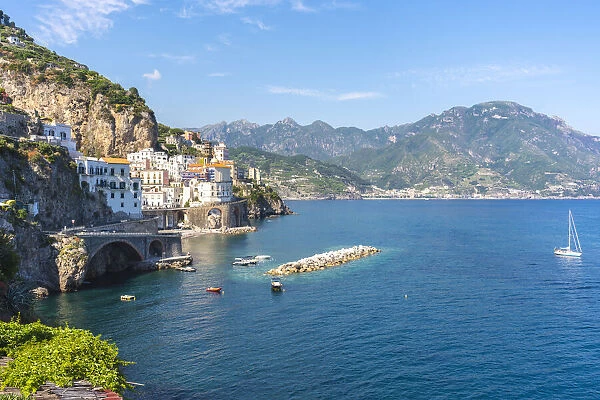 Amalfi coast, Salerno, Campania, Italy. Atrani village scenic view