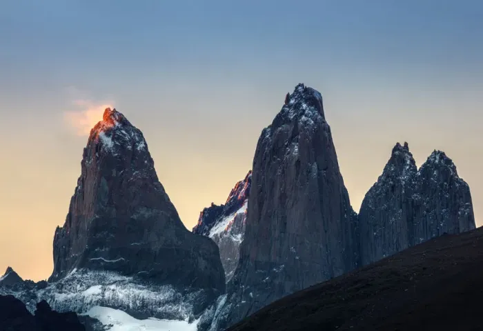 Framed Print : Americas, South America, Chile, Patagonia, the Torres del Paine mountains at sunset in Framed Print : Americas, South America, Chile, Patagonia, the Torres del Paine mountains at sunset in