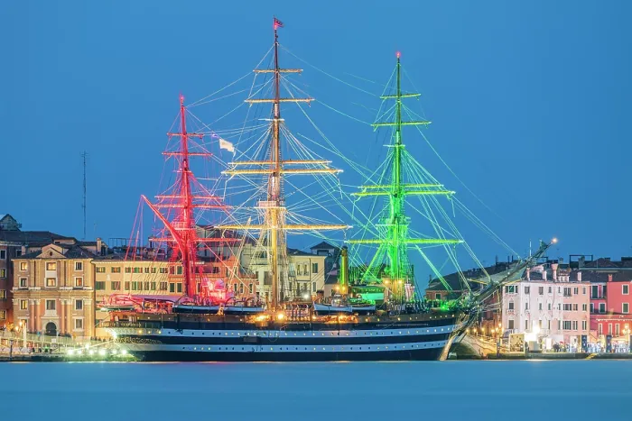 Framed Print : 'Amerigo Vespucci' Italian Navy training tall ship moored at Riva di Biasio, Sestiere Cannaregio, Venice, Veneto, Italy Framed Print : 'Amerigo Vespucci' Italian Navy training tall ship moored at Riva di Biasio, Sestiere Cannaregio, Venice, Veneto, Italy