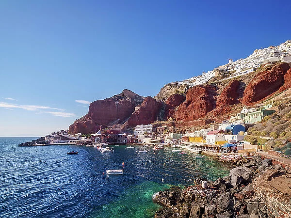 Ammoudi Bay and Oia Village, Santorini or Thira Island, Cyclades, Greece