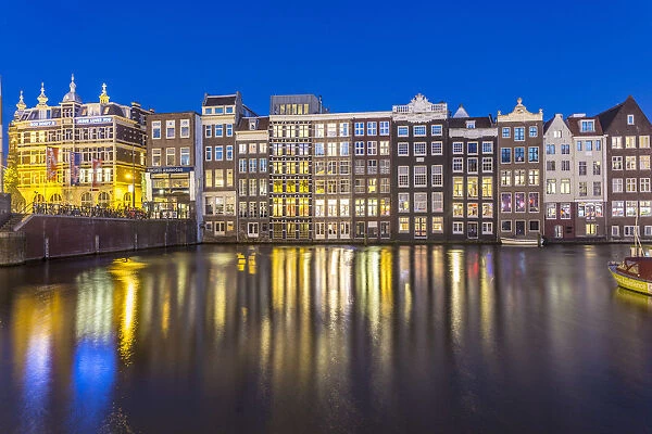Amsterdam, houses reflecting on canal, Netherlands, Europe