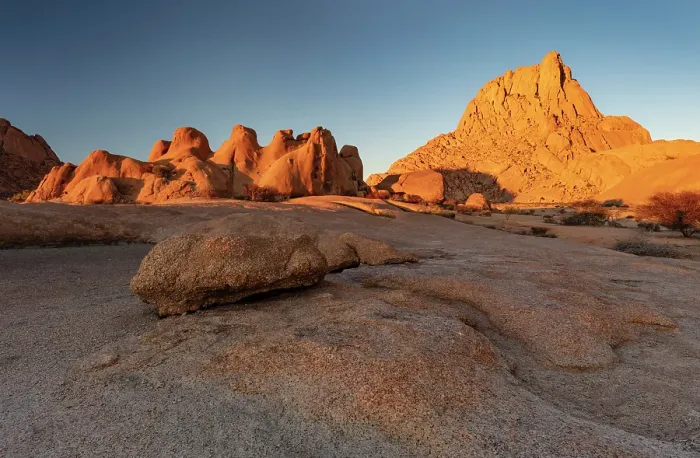 Framed Print : Ancient granite mountains and rock formations at sunrise, Spitzkoppe, Namib Desert, Namibia Framed Print : Ancient granite mountains and rock formations at sunrise, Spitzkoppe, Namib Desert, Namibia