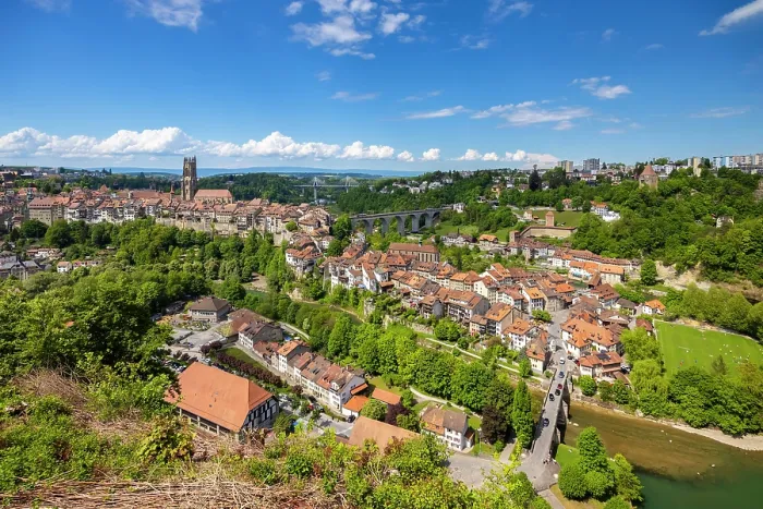 Framed Print : ancient medieval town of Fribourg. Fribourg, Canton of Fribourg, Switzerland