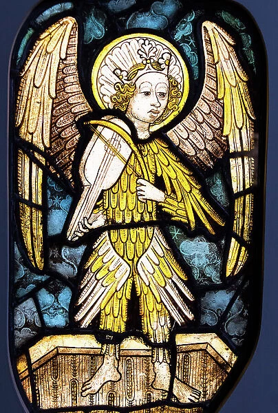 Angel musician by the unknown English artist, c 1440-1480, The Stained Glass Museum, Ely Cathedral, Ely, Cambridgeshire, England