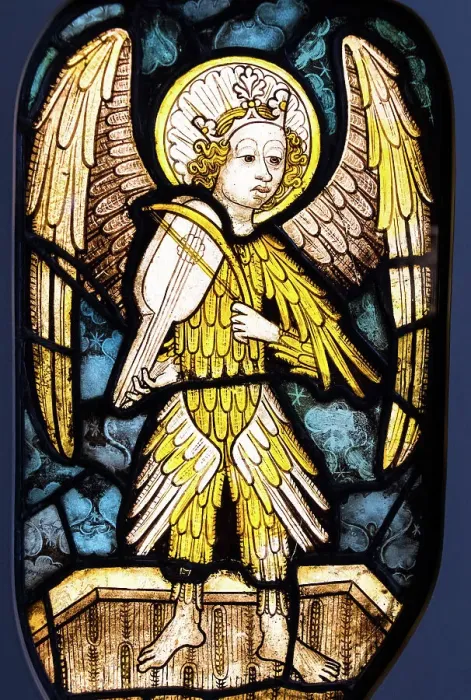 Framed Print : Angel musician by the unknown English artist, c 1440-1480, The Stained Glass Museum, Ely Cathedral, Ely, Cambridgeshire, England Framed Print : Angel musician by the unknown English artist, c 1440-1480, The Stained Glass Museum, Ely Cathedral, Ely, Cambridgeshire, England