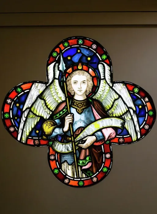 Framed Print : Angel with Spear, 1860s, made by Lavers and Barraud, The Stained Glass Museum, Ely Cathedral, Ely, Cambridgeshire, England Framed Print : Angel with Spear, 1860s, made by Lavers and Barraud, The Stained Glass Museum, Ely Cathedral, Ely, Cambridgeshire, England
