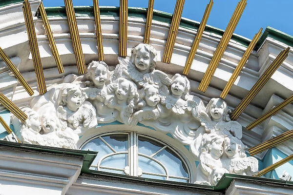 'Angels' exterior decoration of the Saint Nicholas Naval Cathedral (Nikolskiy Morskoy Sobor) Saint Petersburg, Russia