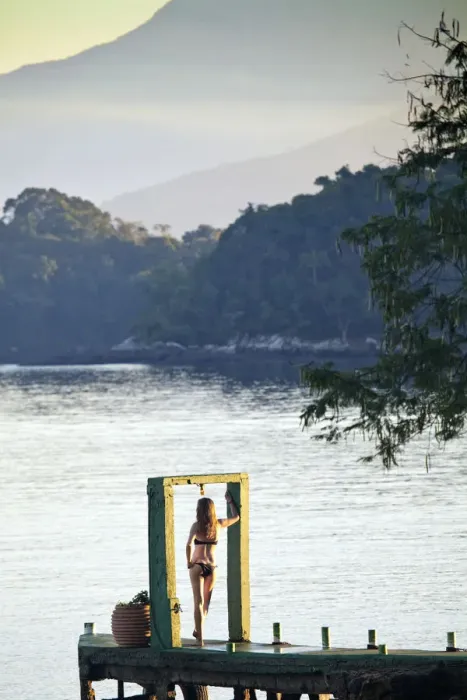 Framed Print : Angra dos Reis; Green Coast (Costa Verde) Ilha Grande, a model stands in an arch Framed Print : Angra dos Reis; Green Coast (Costa Verde) Ilha Grande, a model stands in an arch