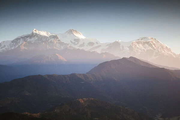 Annapurna mountain range at sunrise, Pokhara, Nepal