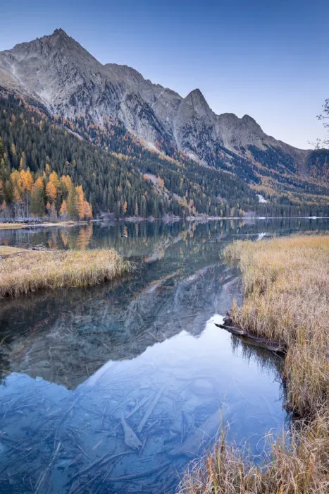 Framed Print : Antholzer see in the Antholz valley at dusk, South Tyrol, Bolzano, Italy Framed Print : Antholzer see in the Antholz valley at dusk, South Tyrol, Bolzano, Italy