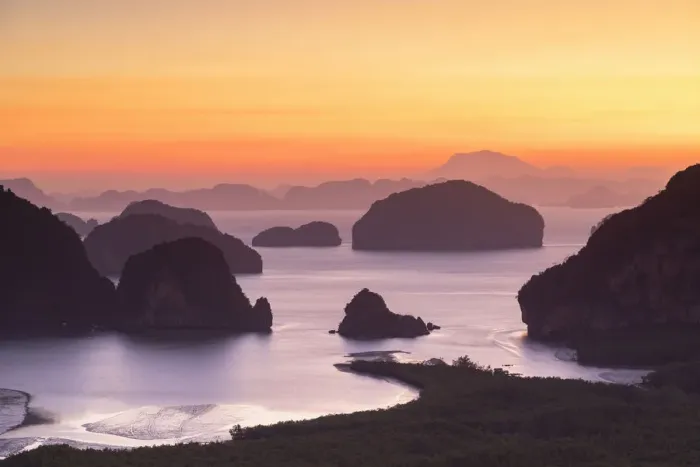 Framed Print : Ao Phang-nga National Park at dawn, Phang Nga Province, Thailand Framed Print : Ao Phang-nga National Park at dawn, Phang Nga Province, Thailand