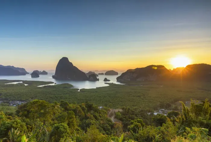 Framed Print : Ao Phang-nga National Park at sunrise, Phang Nga Province, Thailand Framed Print : Ao Phang-nga National Park at sunrise, Phang Nga Province, Thailand