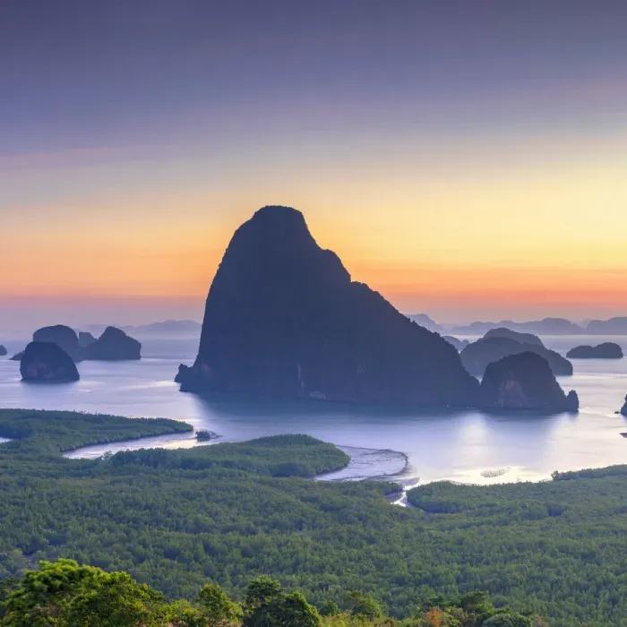 Framed Print : Ao Phang-nga National Park at sunrise, Phang Nga Province, Thailand Framed Print : Ao Phang-nga National Park at sunrise, Phang Nga Province, Thailand