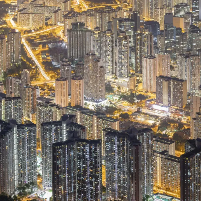 Framed Print : Apartment blocks at night, Kowloon, Hong Kong Framed Print : Apartment blocks at night, Kowloon, Hong Kong