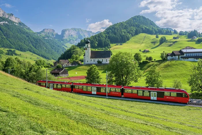 Framed Print : Appenzeller Bahnen (Appenzell Railways) light rail train near Appenzell, Canton of Appenzell Innerrhoden, Switzerland Framed Print : Appenzeller Bahnen (Appenzell Railways) light rail train near Appenzell, Canton of Appenzell Innerrhoden, Switzerland