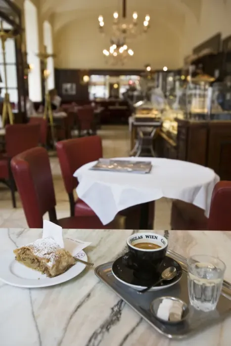 Framed Print : Apple Strudel and Coffee, Cafe Diglas, Vienna, Austria Framed Print : Apple Strudel and Coffee, Cafe Diglas, Vienna, Austria