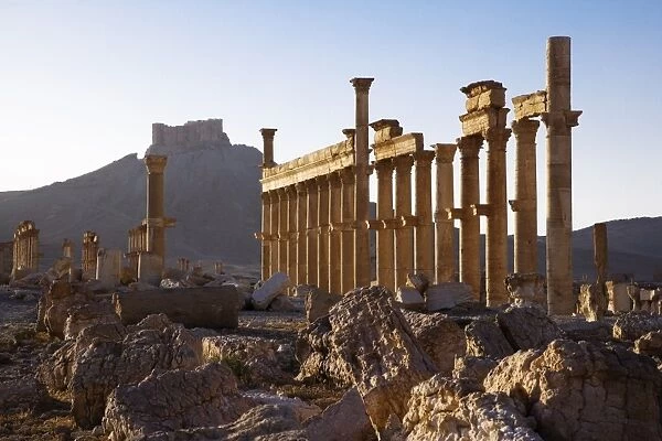 An Arab fortress stands over the spectacular ruined city of Palmyra