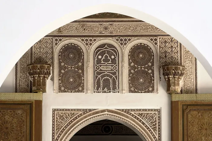 Framed Print : Arabic inscriptions and decorations on apse inside the ancient Bahia Palace, Marrakech, Morocco Framed Print : Arabic inscriptions and decorations on apse inside the ancient Bahia Palace, Marrakech, Morocco