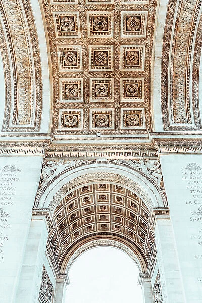 Under the Arc de Triomphe in Paris, France