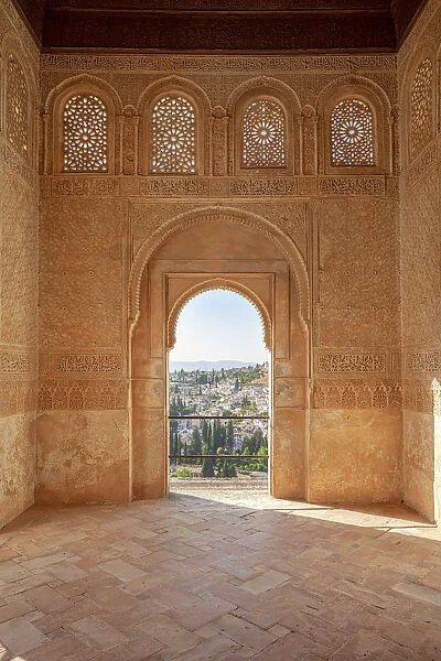 An arched gate in Generalife Palace, Granada, province of Granada, Andalusia, Spain