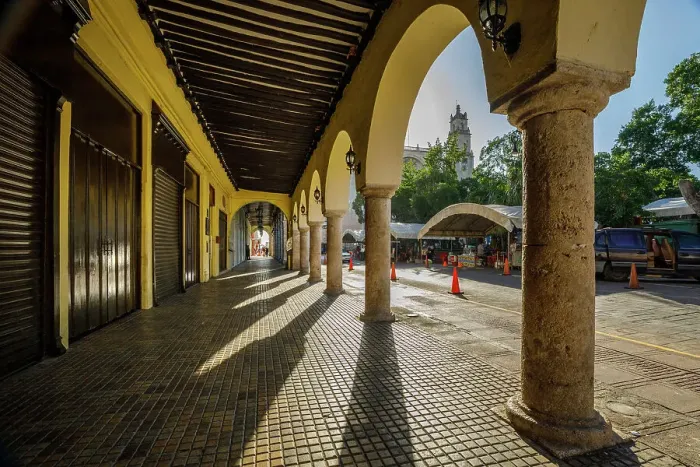 Framed Print : Arches framing Santa Lucia church, Merida, Yucatan, Mexico Framed Print : Arches framing Santa Lucia church, Merida, Yucatan, Mexico