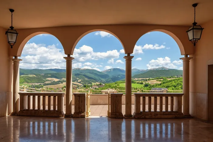 Framed Print : Arches Framing Umbrian Countryside, Cascia, Umbria, Italy, Europe Framed Print : Arches Framing Umbrian Countryside, Cascia, Umbria, Italy, Europe
