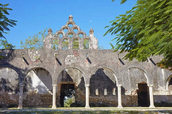 Arches of the Hacienda Mucuyche, Merida, Yucatan, Mexico. Remains of an 18th century hacienda and plantation, with vegetation trails and cenotes
