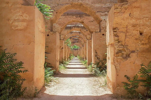 Arches inside the Meknes Royal Stables, Morocco