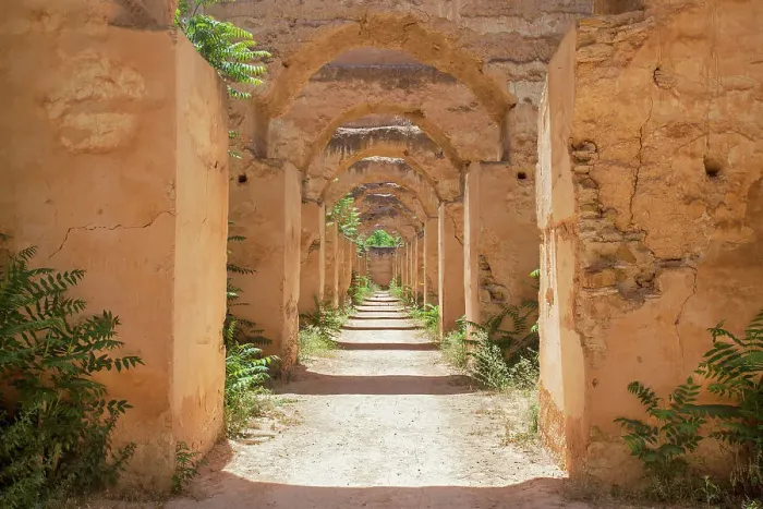 Framed Print : Arches inside the Meknes Royal Stables, Morocco Framed Print : Arches inside the Meknes Royal Stables, Morocco
