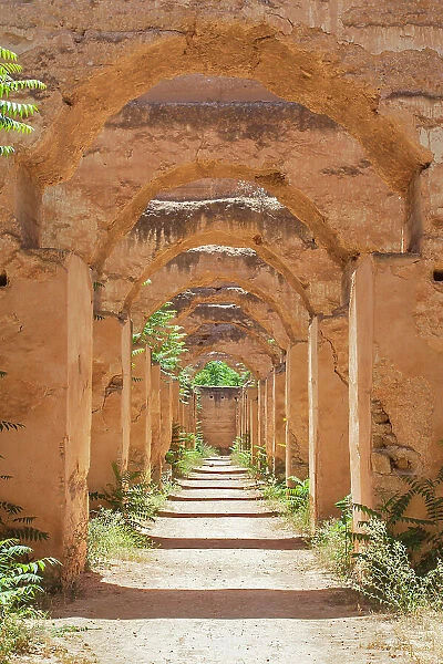 Arches inside the Meknes Royal Stables, Morocco