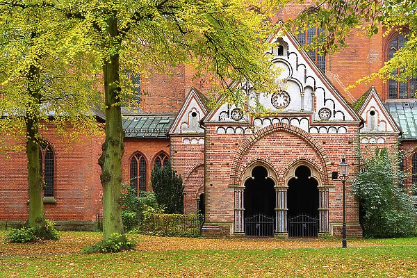 Detail of arches at Lubeck Cathedral in autumn, Lubeck, UNESCO, Schleswig-Holstein, Germany