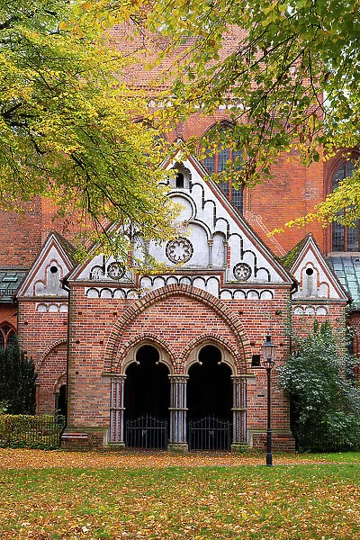 Detail of arches at Lubeck Cathedral in autumn, Lubeck, UNESCO, Schleswig-Holstein, Germany