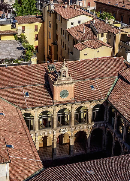 Archiginnasio of Bologna, elevated view, Bologna, Emilia-Romagna, Italy