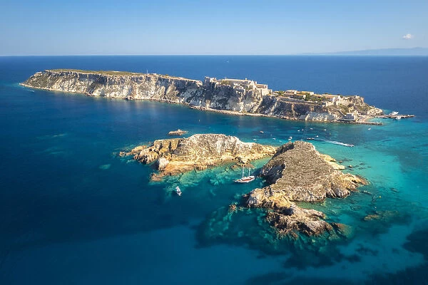 Archipelago of Cretaccio and Isola san Nicola from Isola san Domino. Tremiti Islands, Foggia district, Puglia, Italy