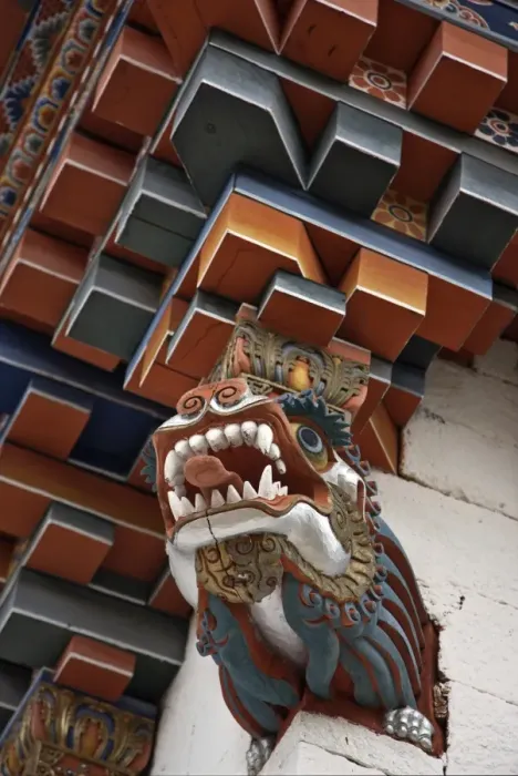 Framed Print : The architectural corner detail of the roof of a new temple near Kurjey Lhakhang with a carving of a dragon at its base. Bhutan is known as The Land of Dragons Framed Print : The architectural corner detail of the roof of a new temple near Kurjey Lhakhang with a carving of a dragon at its base. Bhutan is known as The Land of Dragons