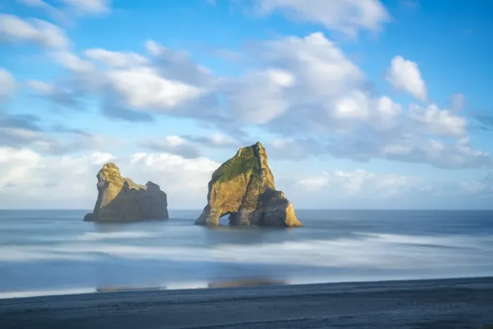 Framed Print : Archway Islands. Wharariki beach, Puponga, Tasman district, South Island, New Zealand Framed Print : Archway Islands. Wharariki beach, Puponga, Tasman district, South Island, New Zealand