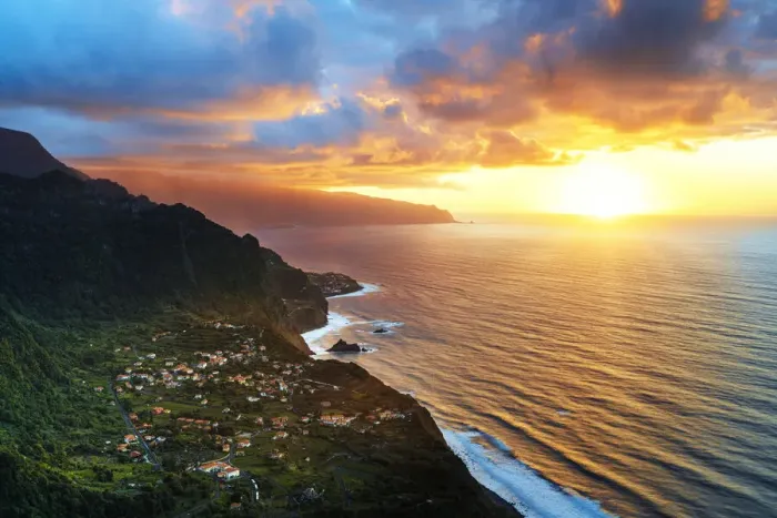 Framed Print : Arco de Sao Jorge and Ponta Delgada at sunset, north coast of Madeira island, Portugal Framed Print : Arco de Sao Jorge and Ponta Delgada at sunset, north coast of Madeira island, Portugal