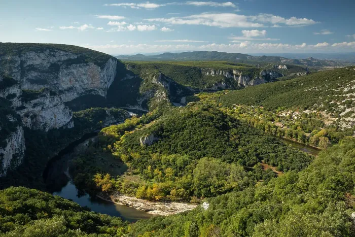 Framed Print : Ardeche Gorge and river, Ardeche departement, Vallon-Pont-d'Arc, south of France