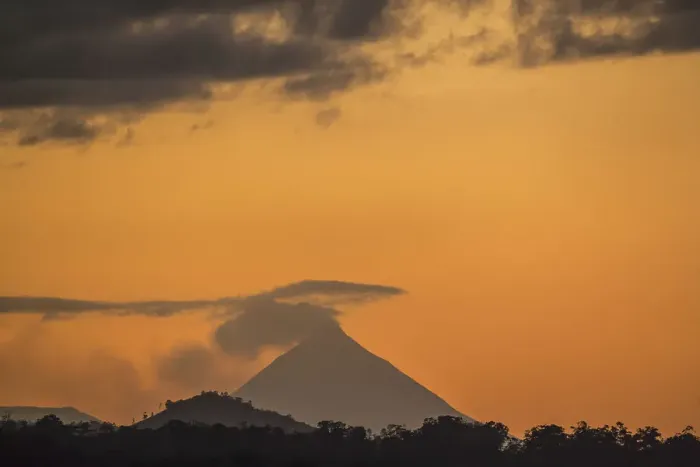 Framed Print : Arenal volcano at sunset, La Fortuna, Alajuela Province, Costa Rica