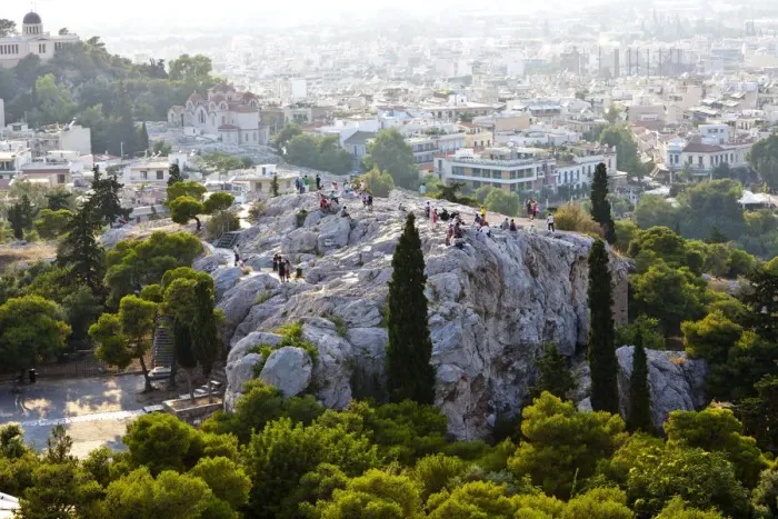 Framed Print : Areopagus Rock & Acropolis, Asyrmatos District, Athens, Greece