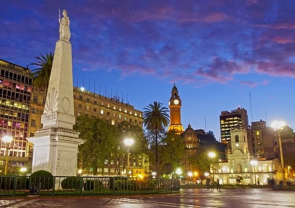 Argentina, Buenos Aires Province, City of Buenos Aires, Monserrat, Twilight view